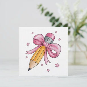 Teacher Bow Pencil Teaching Life Appreciation Gift Invitation