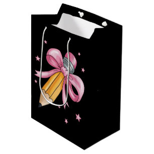 Teacher Bow Pencil Teaching Life Appreciation Gift Medium Gift Bag