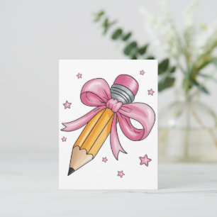 Teacher Bow Pencil Teaching Life Appreciation Gift Postcard