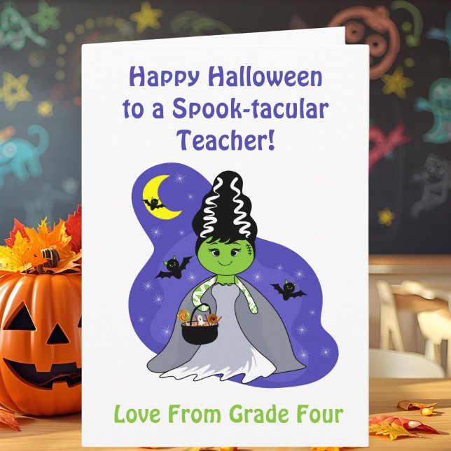 Teacher Bride of Frankenstein Halloween  Card (Creator Uploaded)