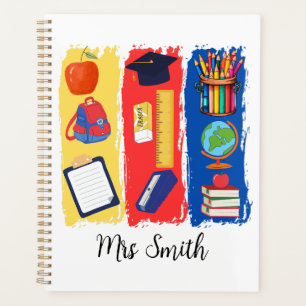 Teacher Bright Colour Brushstroke Personalise Planner