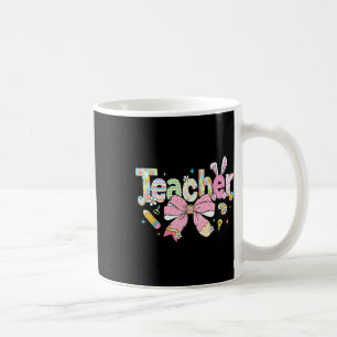 Teacher Bunny Bow Coquette Pencil Easter Days Eggs Coffee Mug