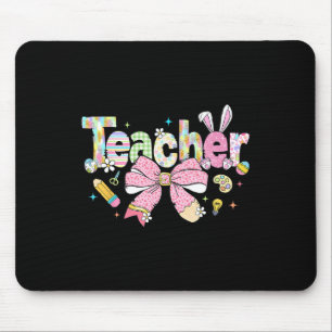 Teacher Bunny Bow Coquette Pencil Easter Days Eggs Mouse Mat