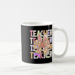 Teacher Bunny Coquette Bow Pencil Bunny Easter Day Coffee Mug