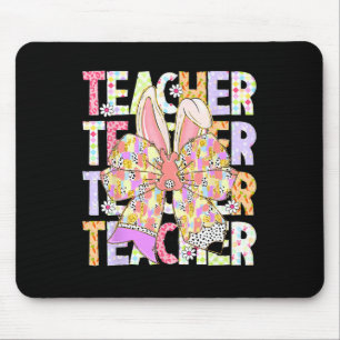 Teacher Bunny Coquette Bow Pencil Bunny Easter Day Mouse Mat