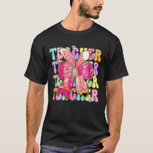 Teacher Bunny Coquette Bow Pencil Bunny Easter Day T-Shirt