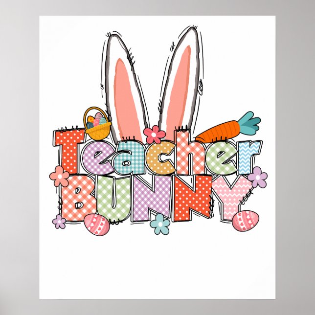 teacher bunny, retro, vintage poster (Front)