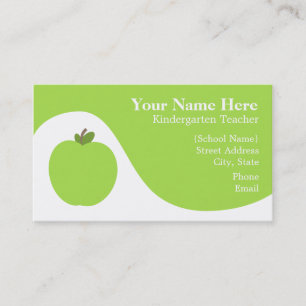 Teacher Business Card - Green Apple