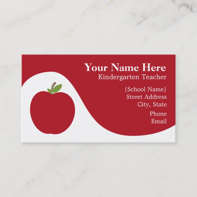 Teacher Business Card - Red Apple (Front)