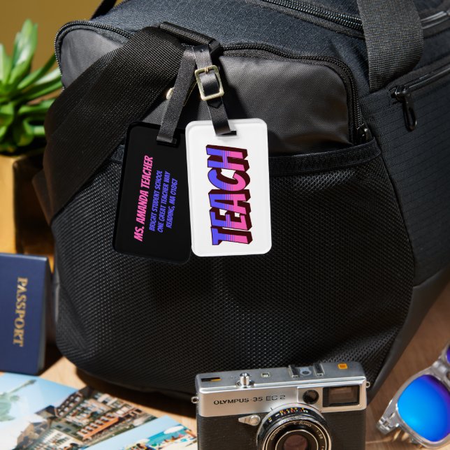 Teacher Cartoon Style Personalised Luggage Bag Tag (Front & Back)