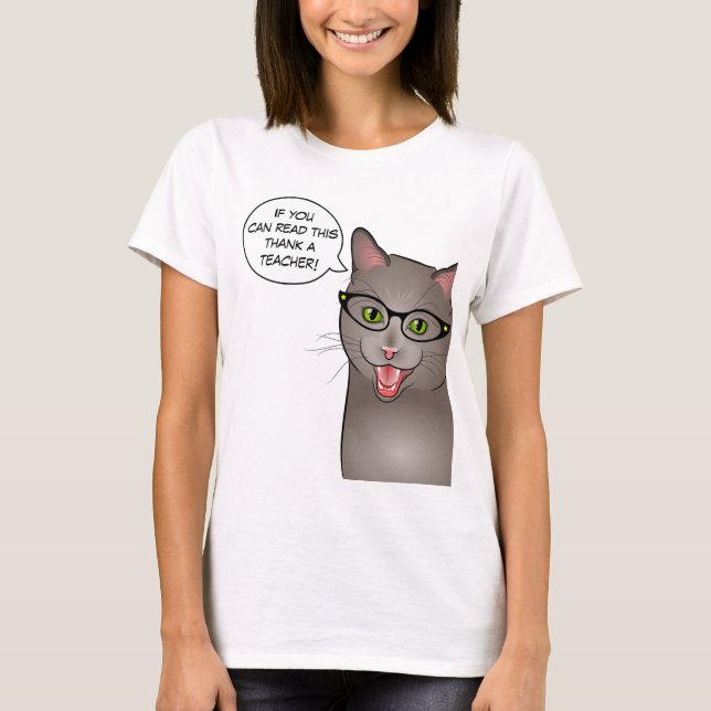 Teacher Cat Funny Customisable shirt (Front)