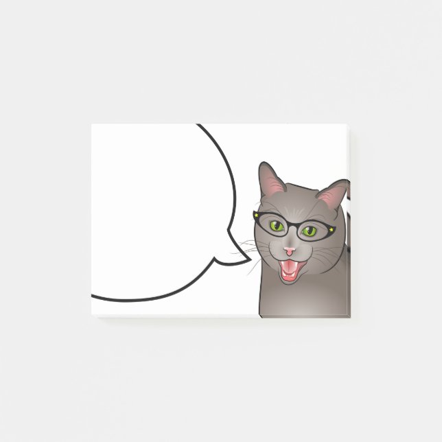 Teacher Cat Post it Notes Geek Hipster Kitty (Front)