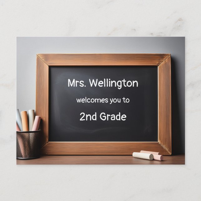 Teacher Chalkboard Blackboard Custom Welcome Postcard (Front)