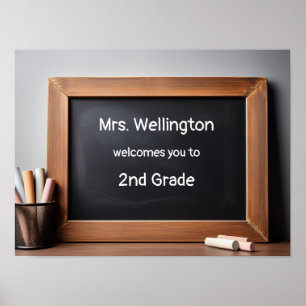 Teacher Chalkboard Blackboard Custom Welcome Poster