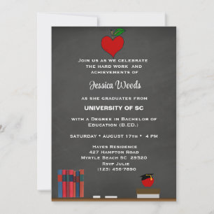 Teacher Chalkboard Heart Graduation Invitation