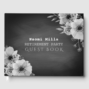 Teacher Chalkboard Retirement Party Vintage Floral Guest Book