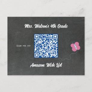 Teacher Chalkboard Wish List QR Code Custom  Postcard