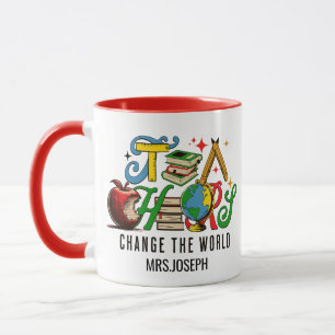 Teacher Change The World Colourful School Mug