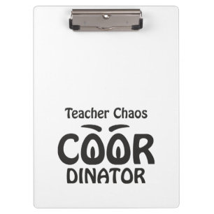 Teacher Chaos Coordinator - Funny Groovy Educator Clipboard