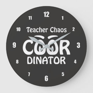 Teacher Chaos Coordinator - Funny Groovy Educator Large Clock