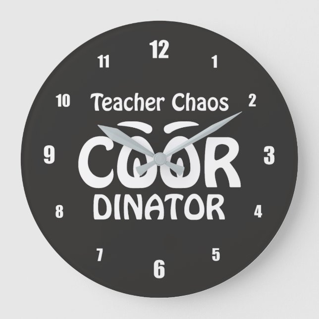 Teacher Chaos Coordinator - Funny Groovy Educator  Large Clock (Front)