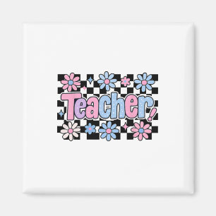 Teacher Chequered Floral Gifts Back To School Magnet