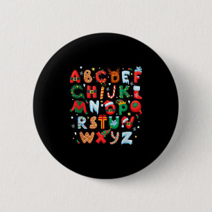 Teacher Christmas Alphabet Back To School Holiday  6 Cm Round Badge