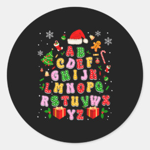 Teacher Christmas Alphabet Back To School Holiday Classic Round Sticker