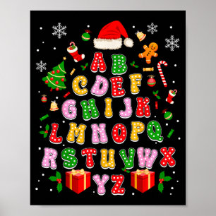 Teacher Christmas Alphabet Back To School Holiday Poster