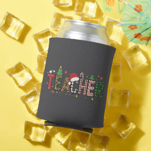 Teacher Christmas Alphabet Teachers Gift Student  Can Cooler