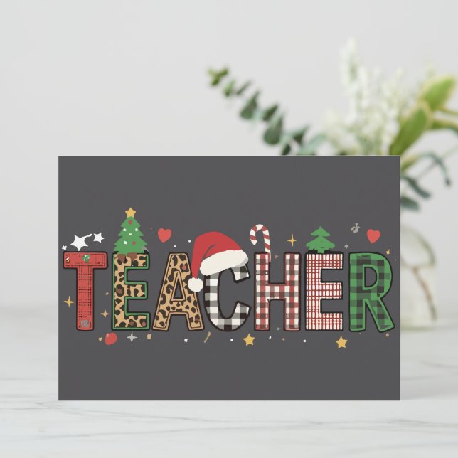 Teacher Christmas Alphabet Teachers Gift Student  Holiday Card (Standing Front)