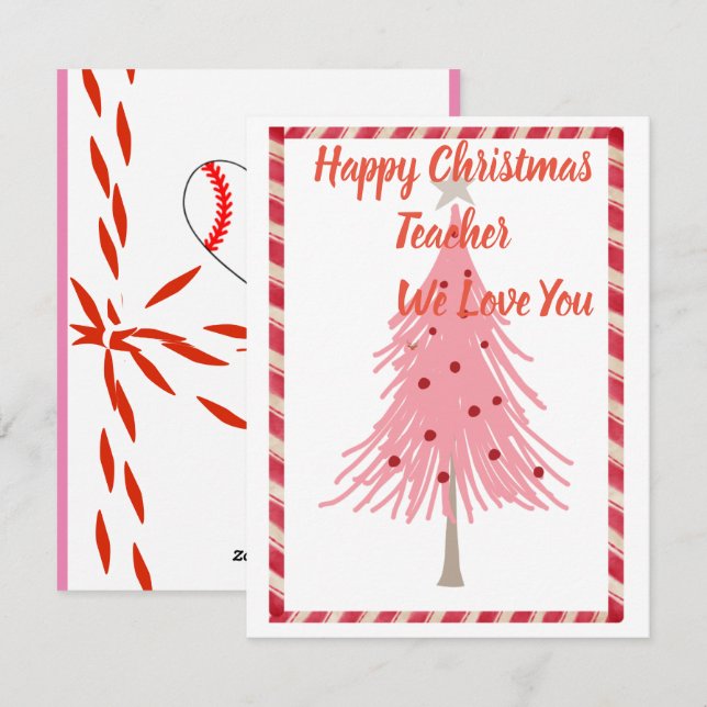 Teacher Christmas card , with love  (Front/Back)