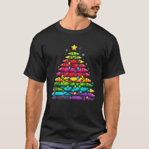 Teacher Christmas Crayon Tree Light Xmas Teacher S T-Shirt