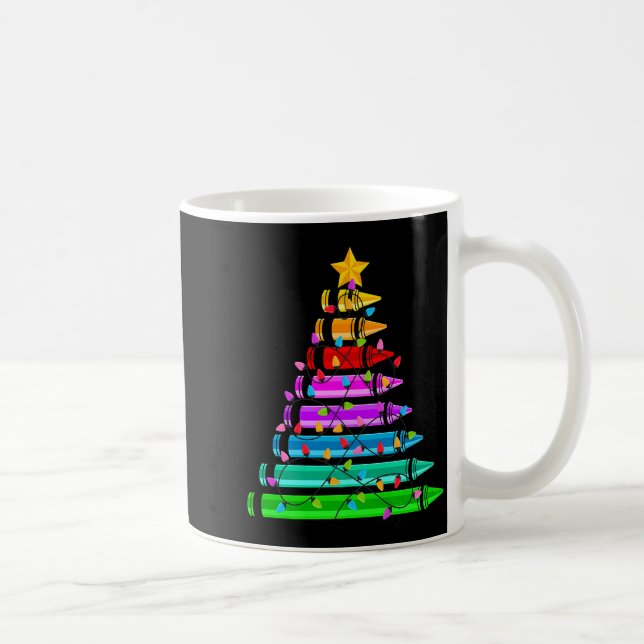 Teacher Christmas Crayon Tree Student Pajama Chris Coffee Mug (Right)