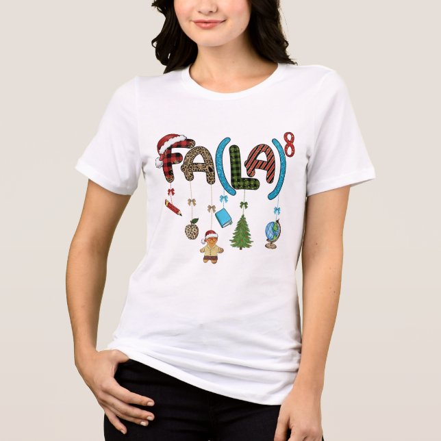 Teacher Christmas Fa La La School Educational Fun Tri-Blend Shirt (Front)