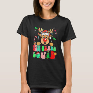 Teacher Christmas Funny 4th Grade Squad Reindeer G T-Shirt