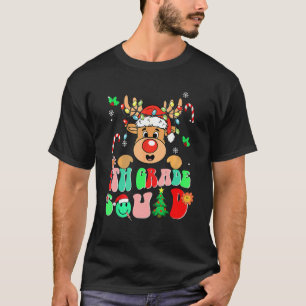 Teacher Christmas Funny 4th Grade Squad Reindeer G T-Shirt