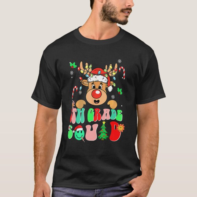 Teacher Christmas Funny 8th Grade Squad Reindeer G T-Shirt (Front)