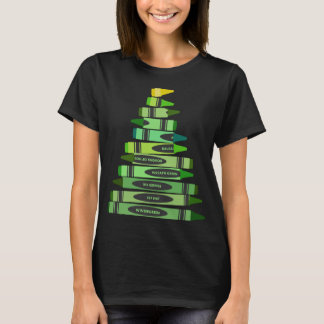 Teacher Christmas Gift Crayon Tree T-Shirt