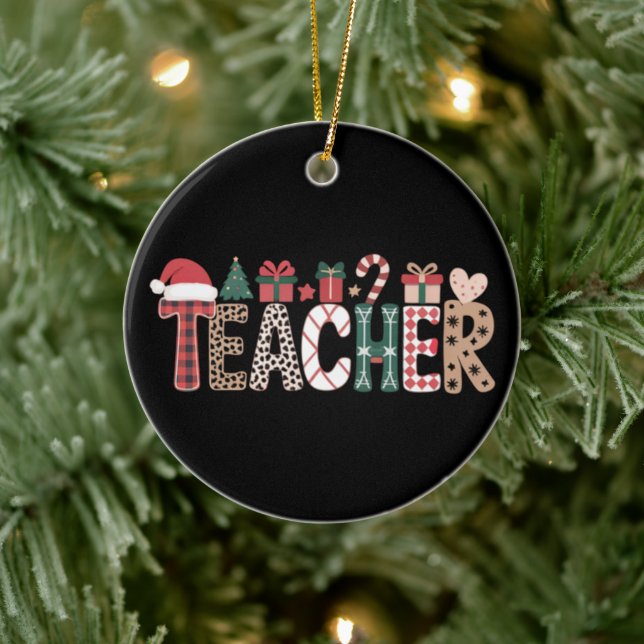 Teacher Christmas Life Teach Love Inspirational  Ceramic Tree Decoration (Tree)