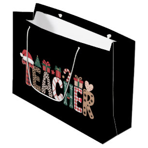 Teacher Christmas Life Teach Love Inspirational  Large Gift Bag