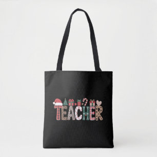 Teacher Christmas Life Teach Love Inspirational Tote Bag