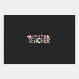 Teacher Christmas Life Teach Love Inspirational  Wrapping Paper Sheet