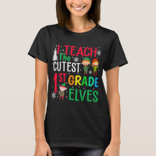 Teacher Christmas Pajama I Teach the Cutest 1st Gr T-Shirt