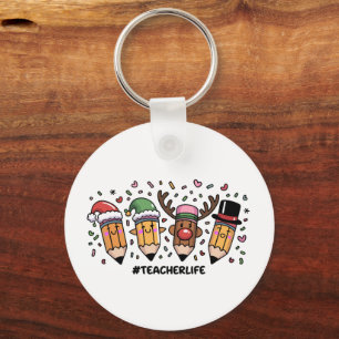 Teacher Christmas Pencils Teacher Life Merry Xmas Key Ring