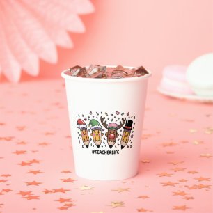 Teacher Christmas Pencils Teacher Life Merry Xmas  Paper Cups