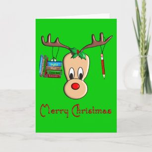 Teacher Christmas Reindeer--Adorable Gifts Holiday Card