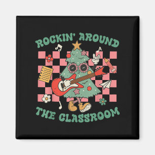 Teacher Christmas Rockin' Around The Clroom Men Wo Magnet