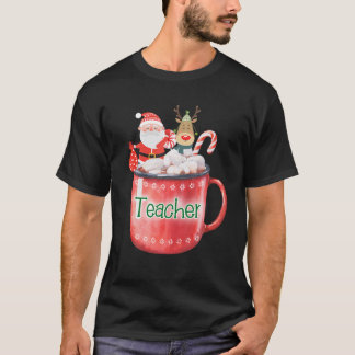 Teacher Christmas Santa Claus Candy Cane Rudolph C T-Shirt