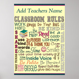 Teacher Class Room Rule Add Name Poster